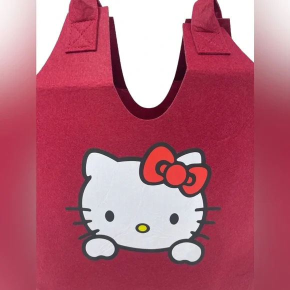2 PACK Hello Kitty Felt Tote Bag Sanrio Handbag New - Picture 10 of 16